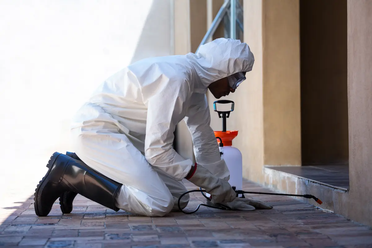 Licensed pest control professionals equipped to handle pest management.